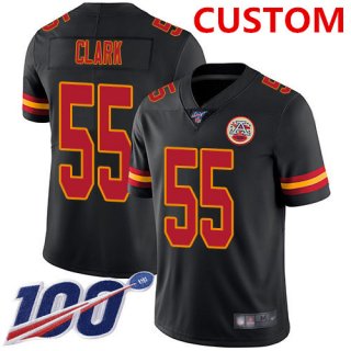 Nike Kansas City Chiefs Custom Black Men's Stitched NFL Limited Rush 100th Season Jersey