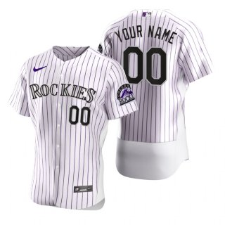 Men's Colorado Rockies Custom Nike White 2020 Stitched MLB Flex Base Jersey