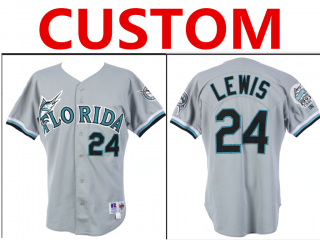 Men's Custom Florida Marlins Game Worn Road Grey 1993 Jersey