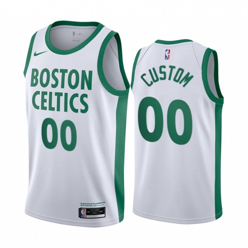 Men's Nike Celitcs Custom Personalized Swingman White NBA 2020-21 City Edition Jersey