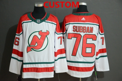 Men's New Jersey Devils Custom White Adidas Jersey