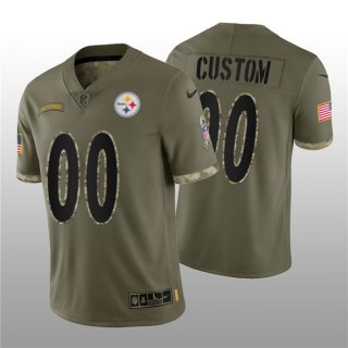 Men's Pittsburgh Steelers ACTIVE PLAYER Custom 2022 Olive Salute To Service Limited Stitched Jersey