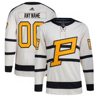 Men's Pittsburgh Penguins Custom Cream 2023 Winter Classic Stitched Jersey