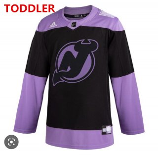 Toddler New Jersey Devils Black Custom Adidas Hockey Fights Cancer Practice Jersey