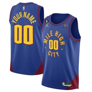 Men's Denver Nuggets Active Player Custom Blue 2022-23 Statement Edition With NO.6 Patch Stitched Jersey