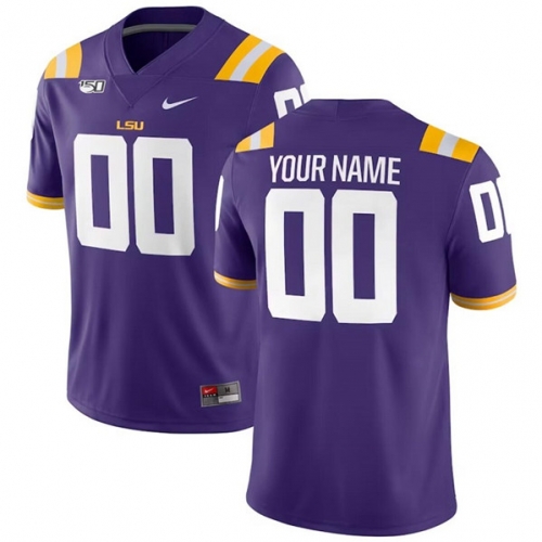 Men's LSU Tigers Custom Purple With 150th Patch Limited Stitched Jersey