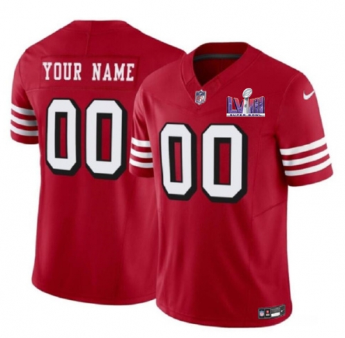 Men's San Francisco 49ers Active Player Custom New Red 2024 F.U.S.E. Super Bowl LVIII Patch Vapor Untouchable Limited Football Stitched Jersey