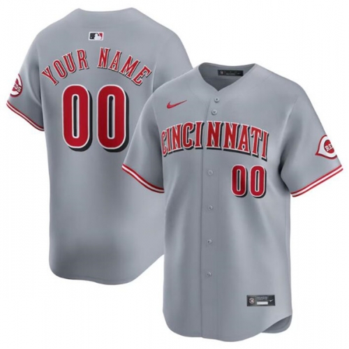 Men's Cincinnati Reds Active Player Custom Gray Away Limited Baseball Stitched Jersey