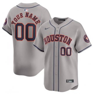 Men's Houston Astros Customized Gray 2024 Away Limited Stitched Baseball Jersey