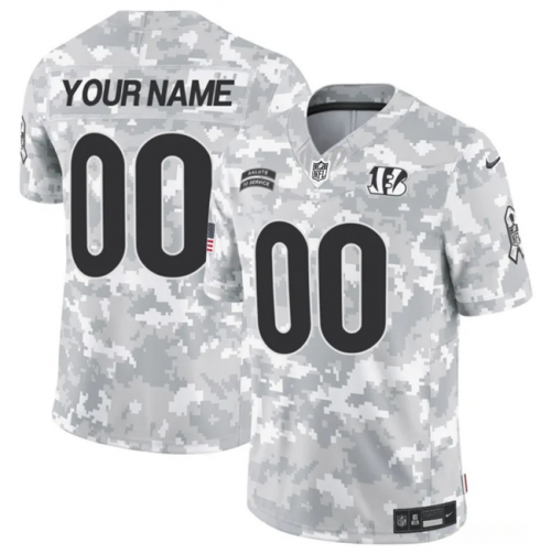 Men's Cincinnati Bengals Active Player Custom 2024 F.U.S.E Arctic Camo Salute To Service Limited Stitched Football Jersey