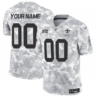 Men's New Orleans Saints Active Player Custom 2024 F.U.S.E Arctic Camo Salute To Service Limited Stitched Football Jersey