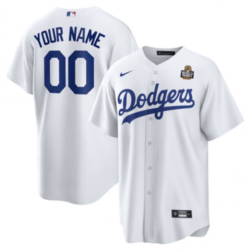 Men's Los Angeles Dodgers Active Player Custom White 2024 World Series Cool Base Stitched Baseball Jersey