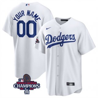 Men's Los Angeles Dodgers ACTIVE PLAYER Custom White 2024 World Series Champions Cool Base Stitched Baseball Jersey