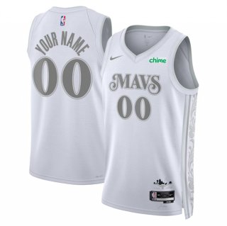 Men's Dallas Mavericks Active Player Custom White 2024-25 City Edition Stitched Basketball Jersey