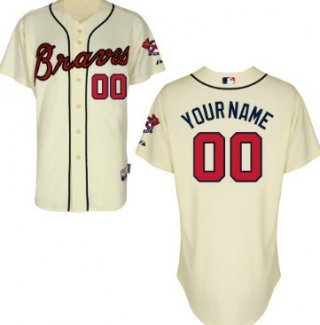 Men's Atlanta Braves Customized Cream Jersey