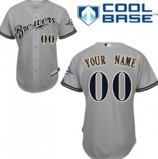 Men's Milwaukee Brewers Customized Gray Jersey