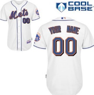 Men's New York Mets Customized White Jersey