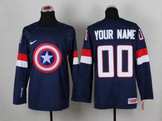 2015 Men's Team USA Customized Captain America Fashion Navy Blue Jersey