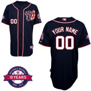 Youth Washington Nationals Personalized Alternate Navy Blue Jersey With Commemorative 10th Anniversary Patch