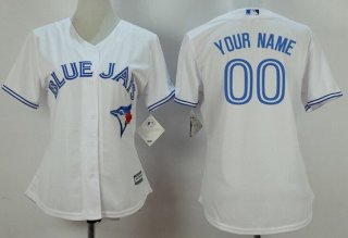 Women's Toronto Blue Jays Customized White Home 2015 MLB Cool Base Jersey