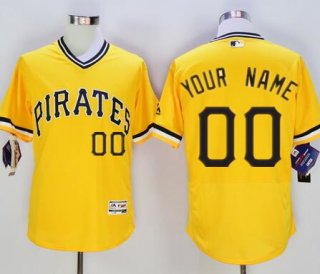 Youth Pittsburgh Pirates Custom 2016 Yellow Pullover Majestic Baseball Jersey