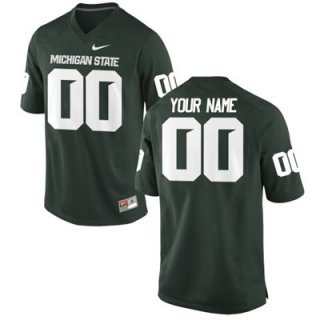 Mens Michigan State Spartans Custom Replica Football Jersey - 2015 Green