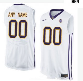 Men's LSU Tigers Custom College Basketball Nike Elite Jersey - White