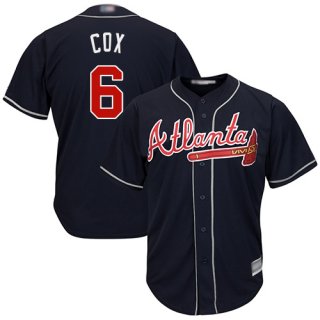 Braves #6 Bobby Cox Navy Blue Cool Base Stitched Youth Baseball Jersey