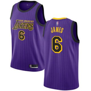 Youth Lakers #6 LeBron James Purple Basketball Swingman City Edition 2018-19 Jersey