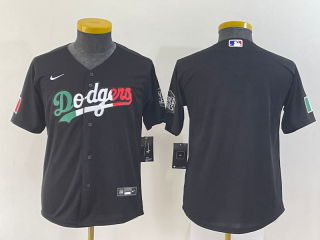 Youth Los Angeles Dodgers Blank Mexico Black Cool Base Stitched Baseball Jersey