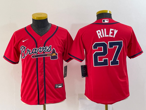 Youth Atlanta Braves #27 Austin Riley Red Stitched MLB Cool Base Nike Jersey