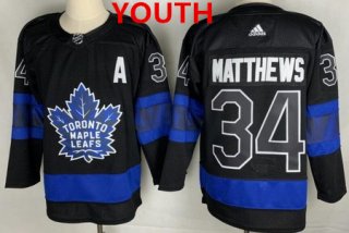 Youth Toronto Maple Leafs #34 Auston Matthews Black X Drew House Inside Out Stitched Jersey