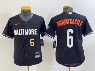 Youth Baltimore Orioles #6 Ryan Mountcastle Number Black 2023 City Connect Cool Base Stitched Jersey 2