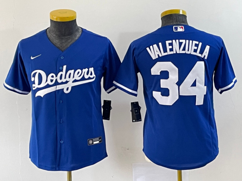 Youth Los Angeles Dodgers #34 Fernando Valenzuela Blue Stitched Cool Base Nike Jersey