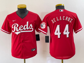 Youth Cincinnati Reds #44 Elly De La Cruz Red Cool Base Stitched Baseball Jersey