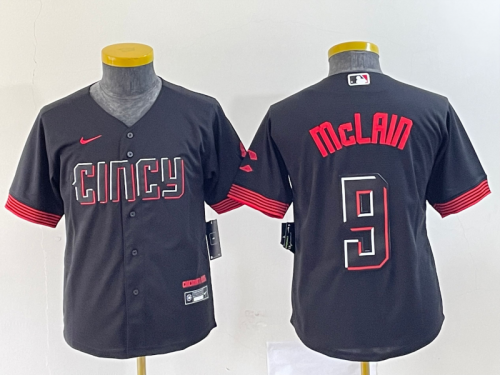 Youth Cincinnati Reds #9 Matt McLain Black 2023 City Connect Cool Base Stitched Jersey