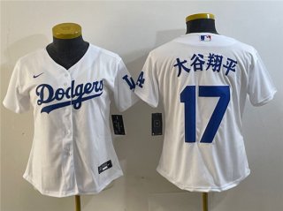 Youth Los Angeles Dodgers #17 大谷翔平 White Stitched Baseball Jersey