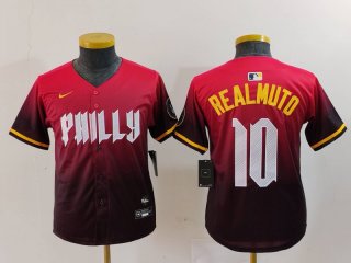 Youth Philadelphia Phillies #10 JT Realmuto Red 2024 City Connect Limited Jersey