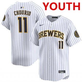 Youth Milwaukee Brewers #11 Jackson Chourio White 2024 Alternate Limited Stitched Baseball Jersey