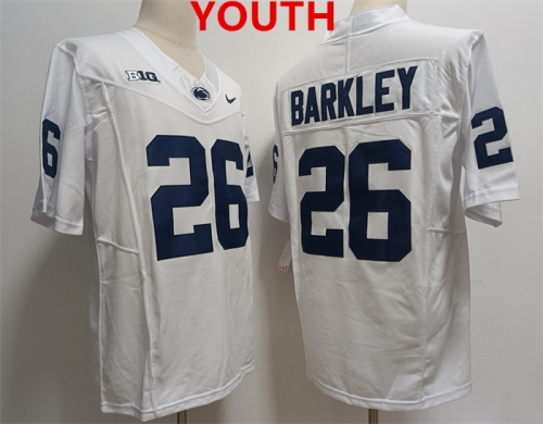 Youth Penn State Nittany Lions #26 Saquon Barkley White Stitched Jersey