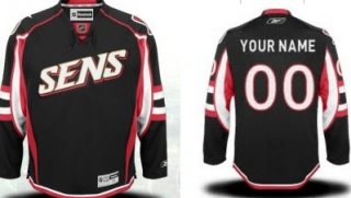 Ottawa Senators Mens Customized Black Third Jersey