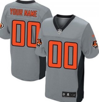 Men's Nike Cincinnati Bengals Customized Gray Shadow Elite Jersey