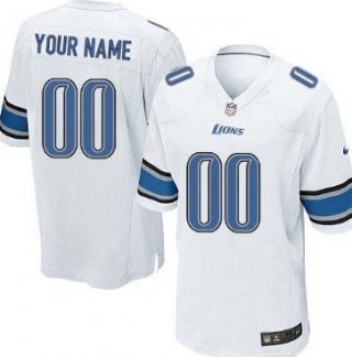 Men's Nike Detroit Lions Customized White Game Jersey