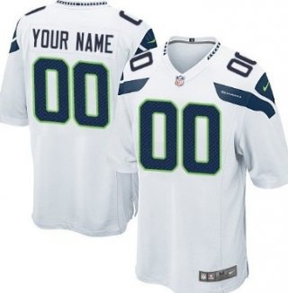 Men's Nike Seattle Seahawks Customized White Game Jersey