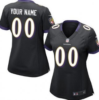 Women's Nike Baltimore Ravens Customized Black Game Jersey