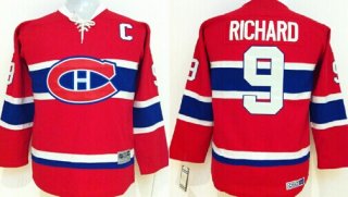 Montreal Canadiens #9 Maurice Richard Red Throwback CCM Kids Jersey