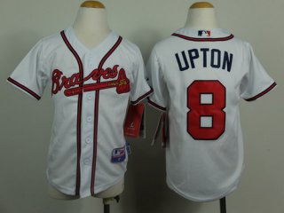 Atlanta Braves #8 Justin Upton White Kids Jersey