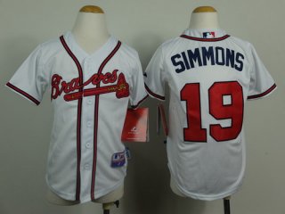 Atlanta Braves #19 Andrelton Simmons White Kids Jersey