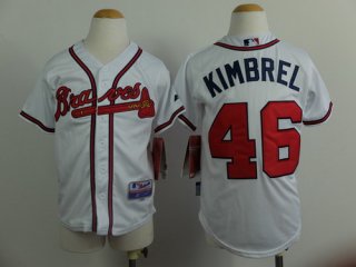 Atlanta Braves #46 Craig Kimbrel White Kids Jersey