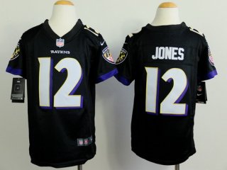 Nike Baltimore Ravens #12 Jacoby Jones 2013 Black Game Kids Jersey